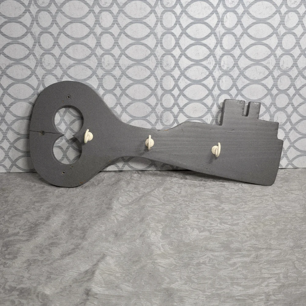Vintage Rustic Gray Wooden Key Wall Hanger Entryway Organizer 12x6x1